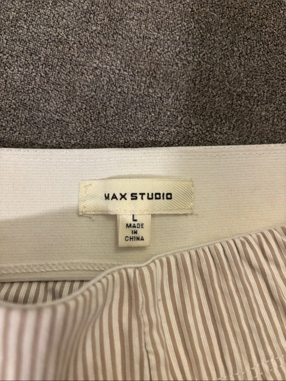 Max Studio - Women’s Seersucker Pin-Stripe Pants - Cream/Beige size L